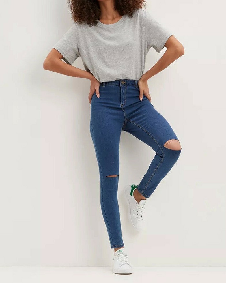 Dorothy Perkins Ultra High-Waist Skinny Rip Jeans 16 UK