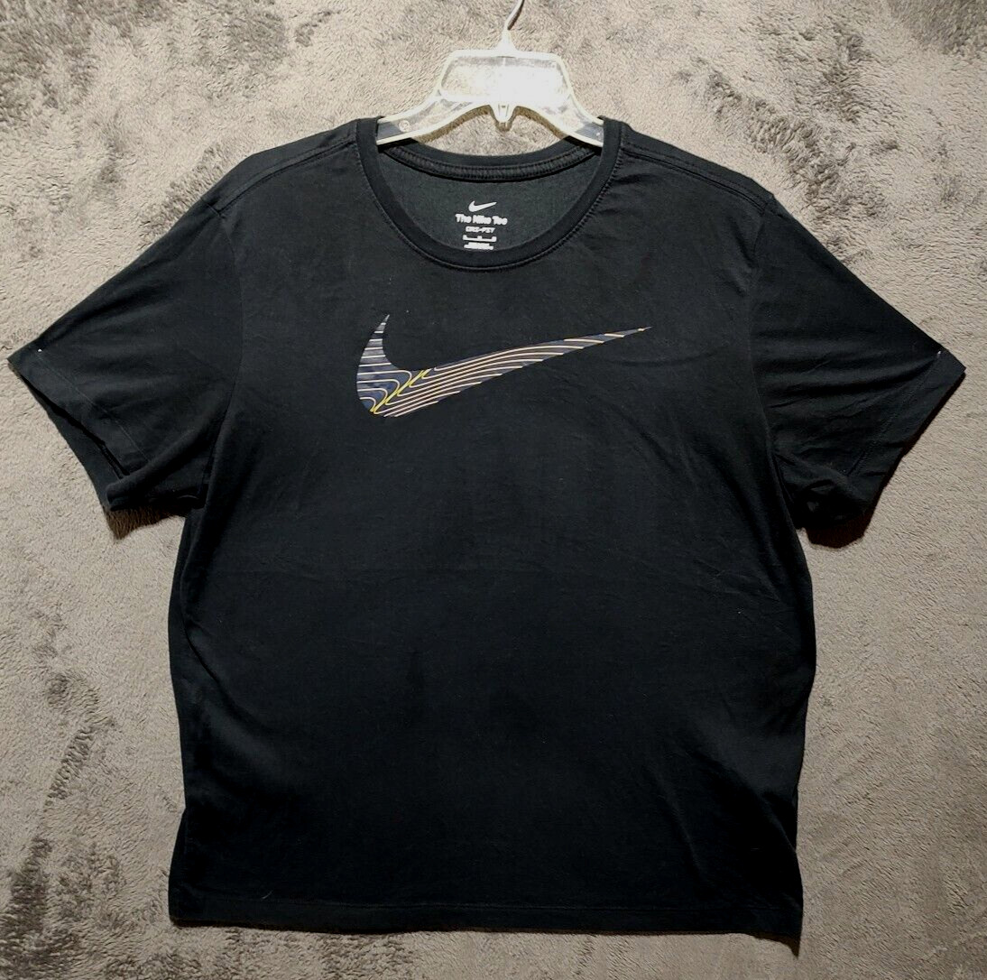 Nike Shirt Adult Extra Large Black Swoosh Logo Short Sleeve Active Outdoor Mens