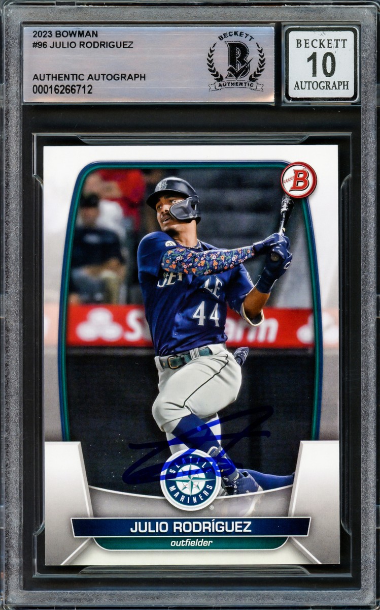 【美品】Julio Rodriguez_オンカードサイン_マリナーズ JULIO RODRIGUEZ AUTOGRAPHED 2023 BOWMAN CARD MARINERS GEM 10