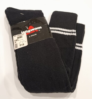 Vintage Wigwam Barefoot Black W/White Stripes Knee High Wool Blend Socks (2)