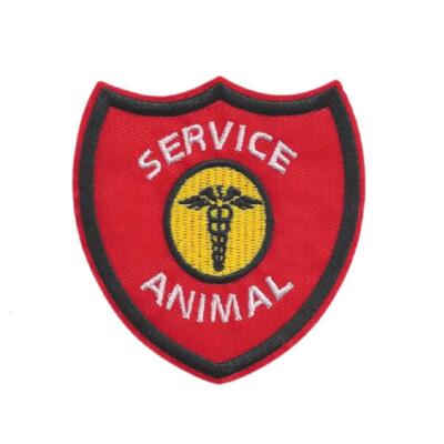 SERVICE ANIMAL IRON ON PATCH 3.15'' Embroidered Applique Red Badge ESA Companion