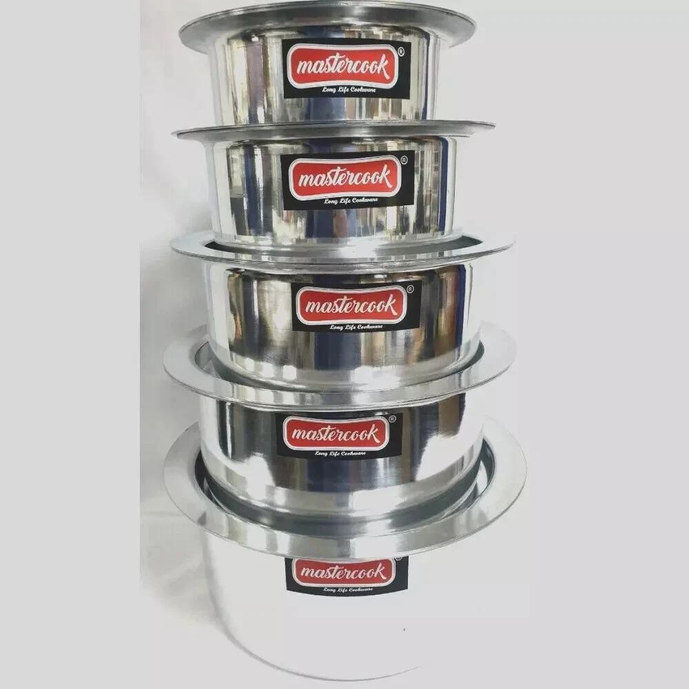 5pcs Cooking Pot Aluminium Stock Soup Stew Curry Casserole Tope Patila With Lid