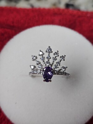 BP Ring Sz 8 RBP5550 '' Firework Shimmer'' Amethyst CZ on Rhodium Plating