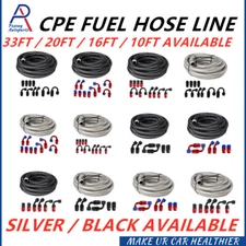 10/16/20ft Braided Fuel Hose Line w/ Swivel Hose End Fitting Kit 6A/|8AN/10AN US