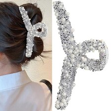 Pearl Hair Clip Rhinestone Hair Clips Luxurious White and Pearl Design Hair C...
