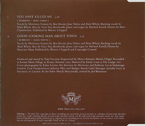 Morrissey You Have Killed Me 3Track CD Single ECD Human Being/I Knew I