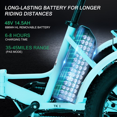MOPHOTO 750W Folding Electric Bike With Backrest 20'' Fat Tire 48V 14.5AHBattery - Picture 37 of 48