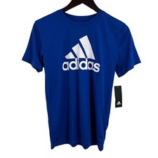 Adidas Boys Blue Short Sleeve Logo Tee Size Medium New