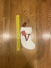 Letter V Wondershop Monogram Mini Christmas Stocking Initial White Knit Target