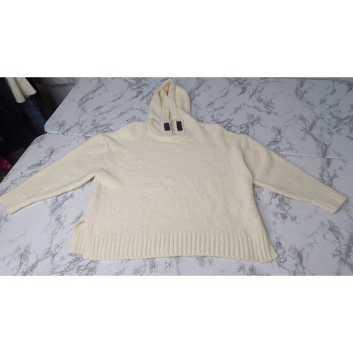 Zara Knit Wear Fancy Collection Girls Size 8 Cream Gray Pullover Sweater Hooded - Picture 8 of 17