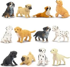 TOYMANY 12 Stück Mini Hund Tier-Figuren, Realistische Hundefiguren Spielzeug-Set