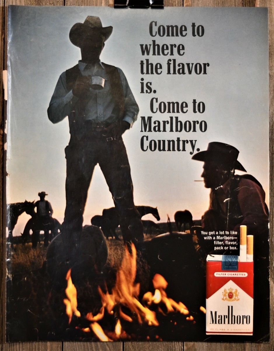 1967 Marlboro Filter Cigarettes Tobacco Smoking Full Page Print Ad Cowboys 
