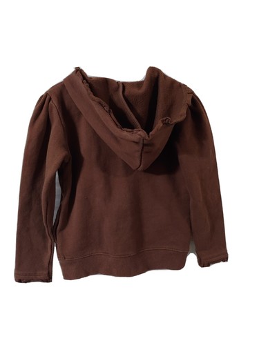 Oshkosh Bgosh Girls Zipup Fleece Hoodie Size 6 Brown Pockets LOVE Stitching - Picture 2 of 5