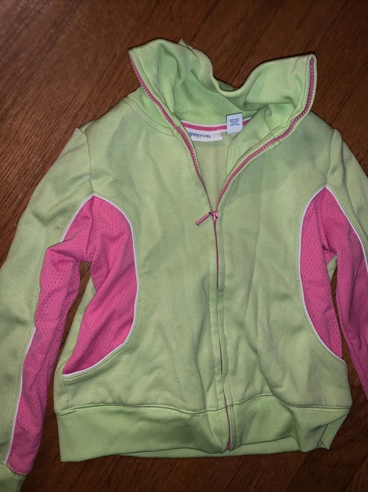 Jaqueta básica GREENDOG Crew Cuts verde limão e rosa quente meninas tamanho 6 ❤️tb11j14 - Imagem 2 de 4