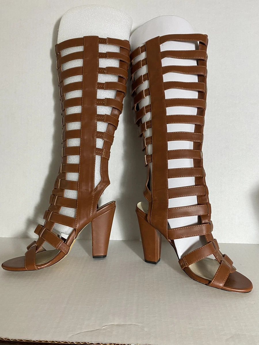 Eddie Marc Knee-High Bentley Gladiator High-Heeled Women's Sandals | Groupon