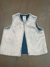 EUC Gymboree girl FALL WINTER HOLIDAY faux fur blue teal soft vest Large 10 12