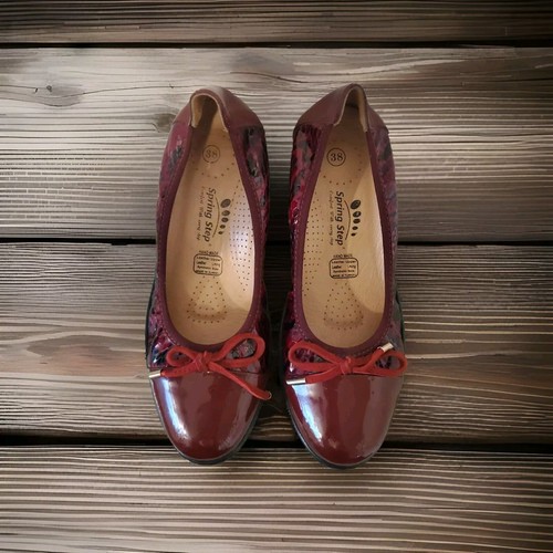NWOT SPRING STEP Handmade Red Patent Leather Wedges Loafers$ Sz 38 Sz 7.5-8 - Picture 8 of 12