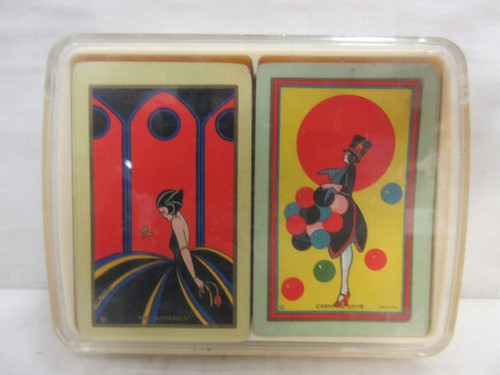 2 Vintage Complete Decks of Art Deco Playing Cards The Butterfly & Carnival Days - Picture 8 of 12