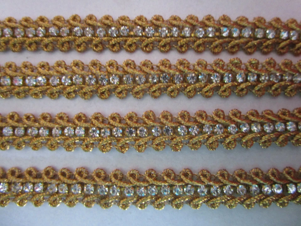 MARKENLOS 8m/2m Steine Borte Spitze Nichtelastisch Gold Silber 9mm elegante BB 581 NR