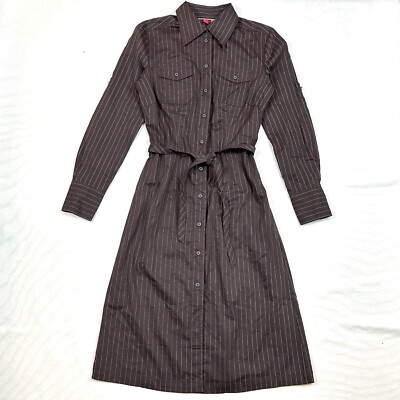 Espirit Tailored Womens sz 6 Button Front Shirt Dress Roll Up Sleeve Trench NWT