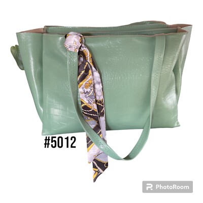 Ladies Sage Green handbag shoulder Tote bag Faux Leather 5012  Australia