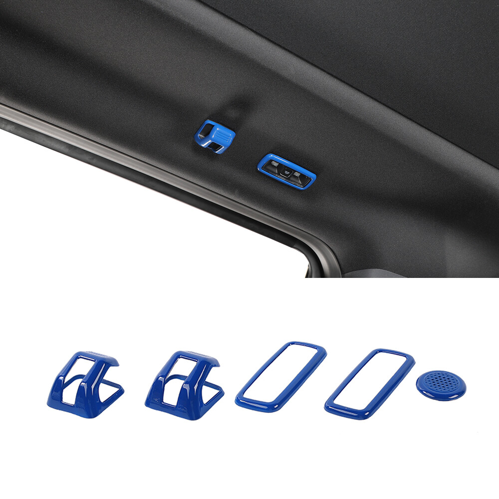 5x Blue Roof Hooks & Reading Light Cover Trim For Ford F150 2021-23 Accessories