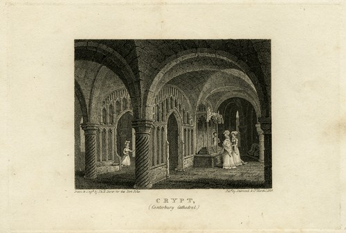 Antiker Druck - Architektur - Ansicht der Krypta der Kathedrale von Cantyerbury - Storage - 1823 - Bild 1 von 4