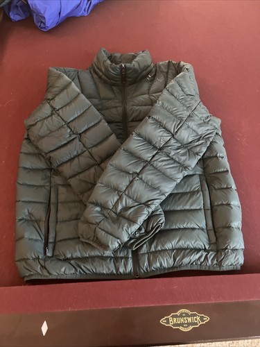 HAWKE & CO MENS HOODED AQUA BLUE PERFORMANCE PUFFER COAT SIZE LARGE - Picture 2 of 5