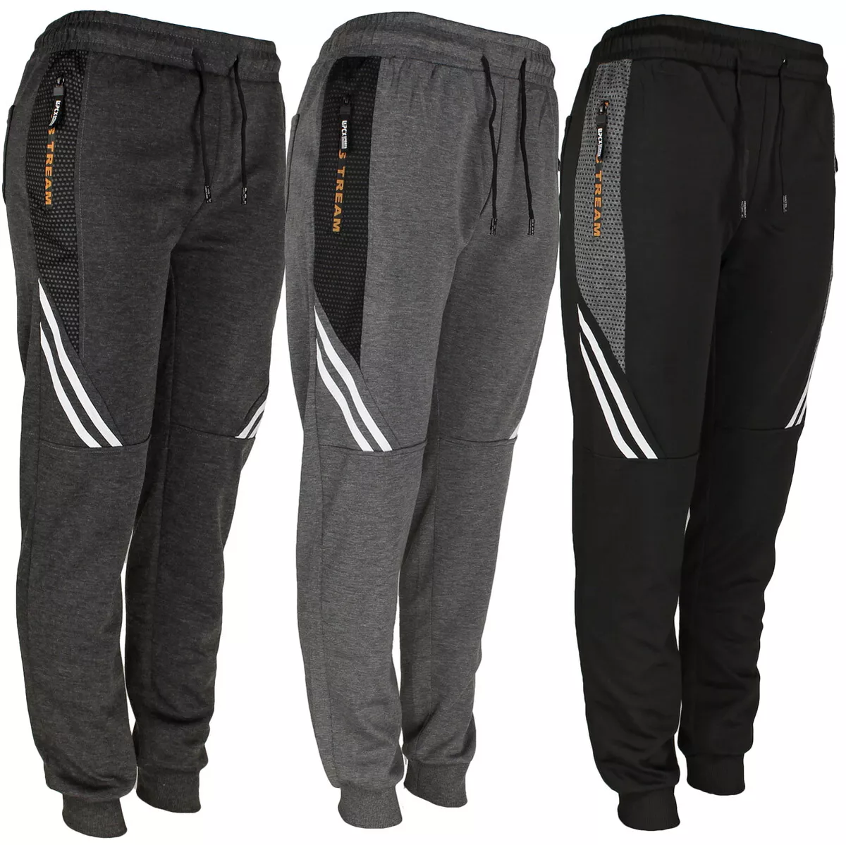 Men's Track Pants Slim Trousers Sport Tracksuit Men Fashion Drawstring Zip  Strips Pockets Long Pants Sports