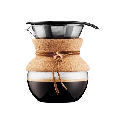 Bodum Pour Over Drip Coffee Maker 17 Ounce 0.5 Liter Cork Band Permanent Filter