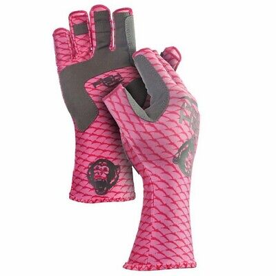 Fish Monkey FM11-PNKSCALE-S Half Finger Guide Womens Pink Small Fishing  Gloves