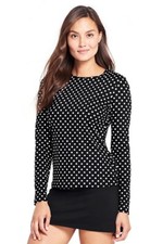 Lands End Women's Swim Tee Rash Guard Black Dot New