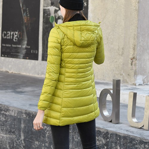 Womens Duck Down Jacket Coat Ultralight Overcoat Long Hooded Puffer S-7XL UK - Picture 7 of 23