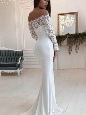 HOT 2023 New Selling Bridal Dress Off Shoulder Women's Long Lace Wedding Dress
