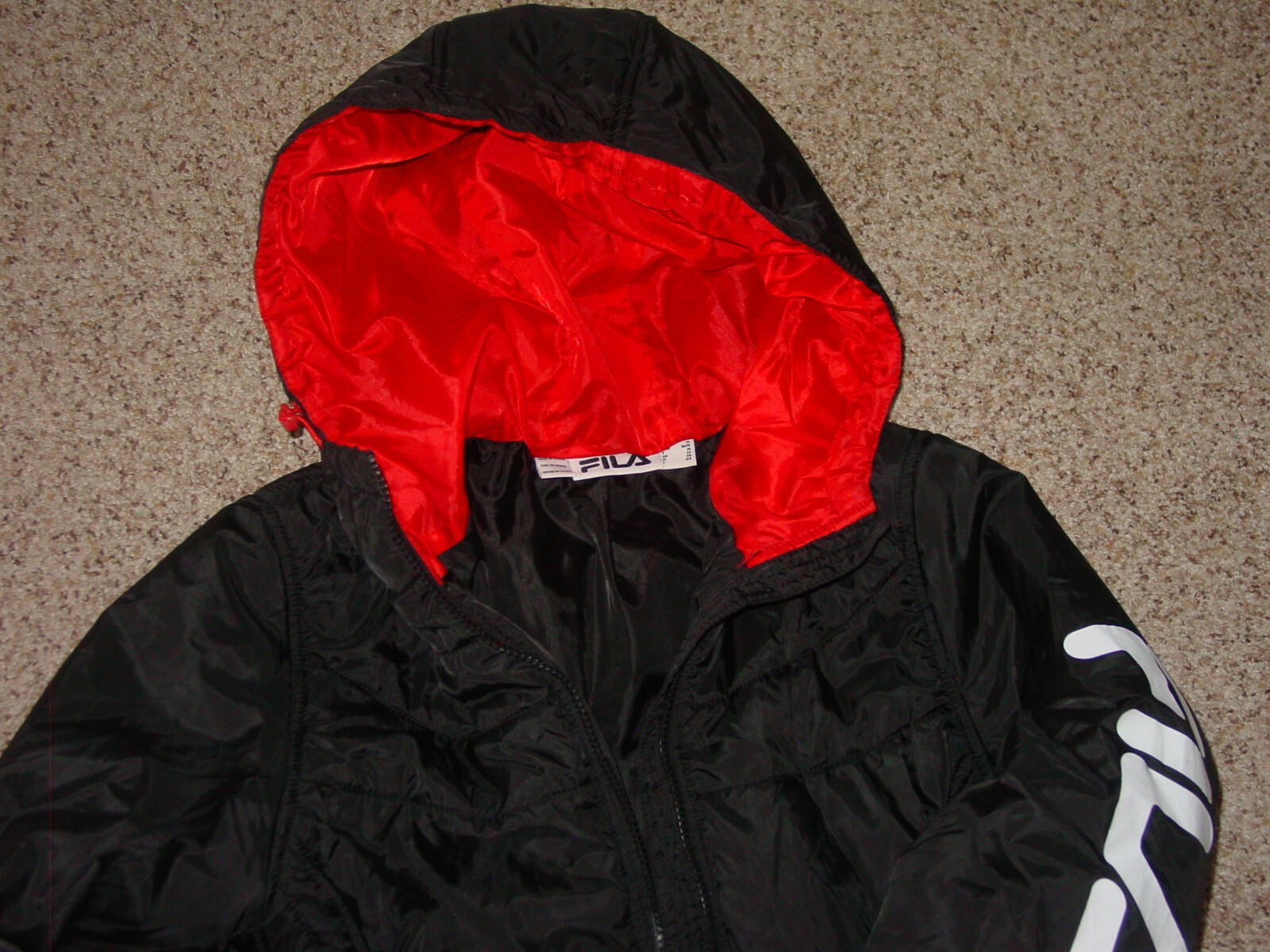 Giacca donna Fila full zip sportiva nera bianca rossa con cappuccio! Taglia Media