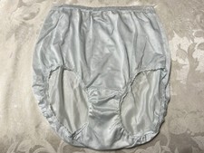 Vtg HANES 100 Nylon Satin Lace Band 7/L Ice Blue Sissy Panties 298