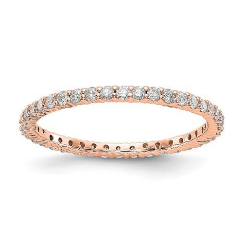 14k Rose Gold Round Diamond Eternity Ring Shared Prong 1.50mm Wide Size ...