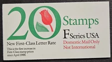 US Scott # BK183 (2520a) “F” SERIES - TULIP - Booklet of 20 Stamps - MNH - 1991
