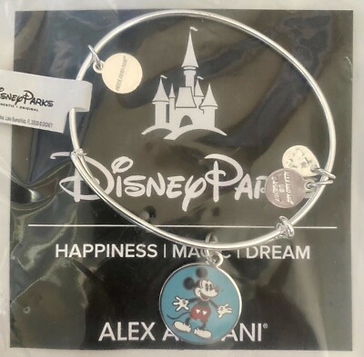 New Disney Alex And Ani Mickey Mouse Hearts Shorts Silver Charm Bangle Bracelet