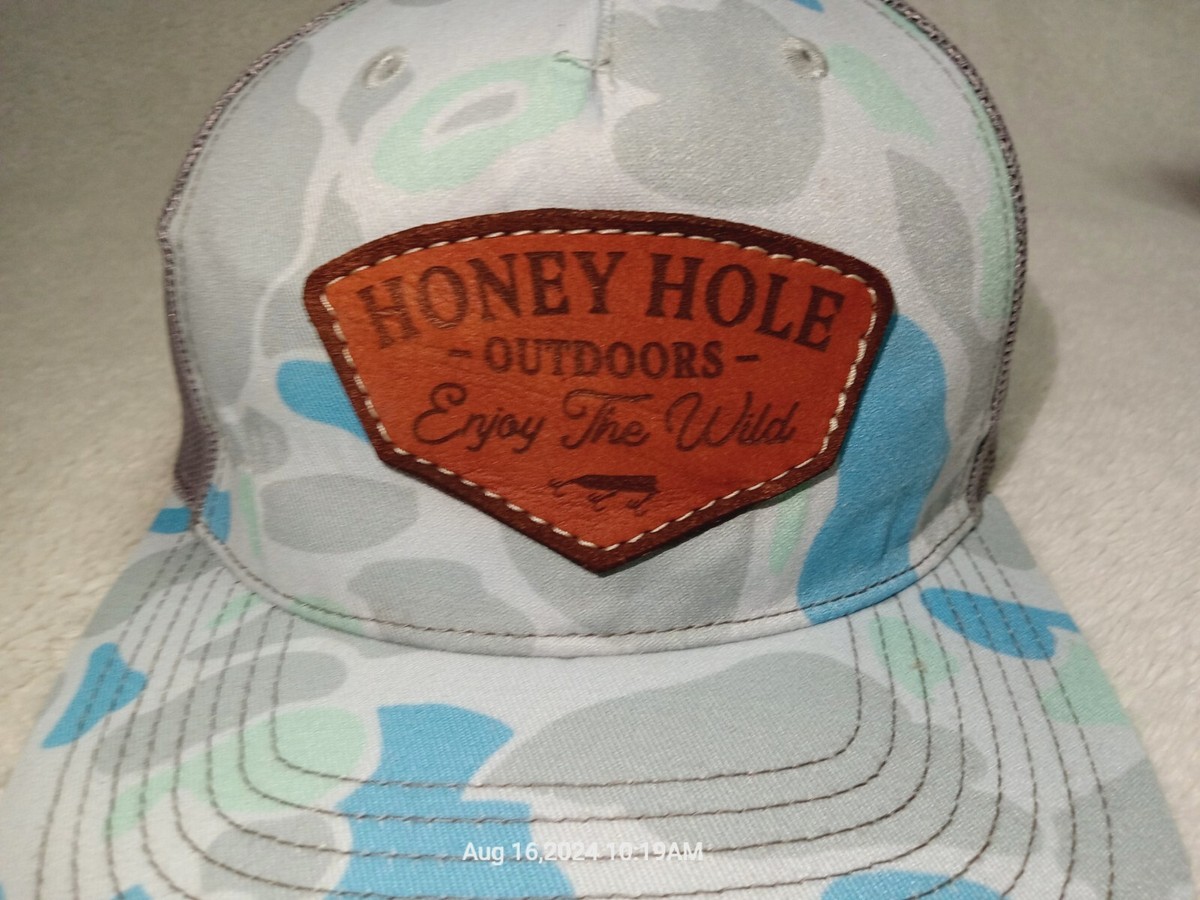 Honey Hole Outdoors Fishing Trucker Cap Hat Gray Snapback Mesh