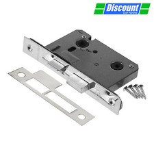 Bathroom Mortice Lock with Bolt Through Fixing Holes & Brushed Finish