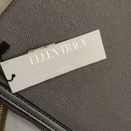 Ellen Tracy Two Piece Stingray Wristlet Set Pewter And Gold Wallet New - Picture 5 of 7