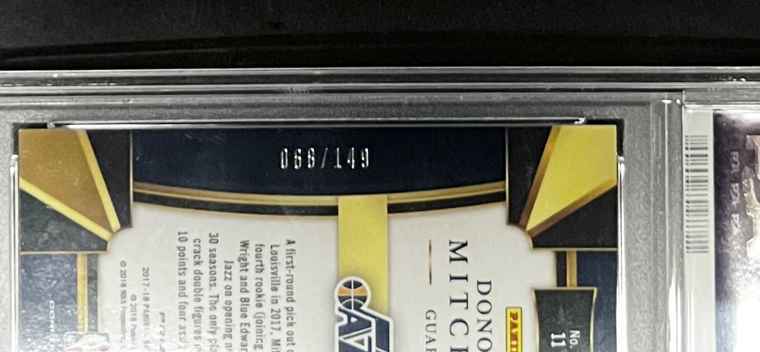 Donovan Mitchell PSA 9 - 2017 Select Concourse #11 WHITE PRIZM /149 Rookie RC view 3