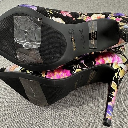 Anne Michelle Floral Heel Booties Black Multicolor Zipper Size 8 Brand New - Picture 9 of 14