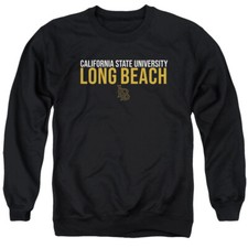 Long Beach State Adult Crewneck Sweatshirt Stacked, Black, S-3XL
