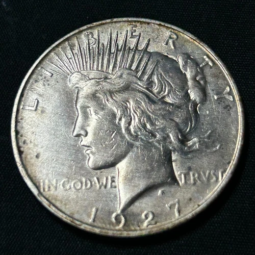 1927-D Silver Peace Dollar Denver Mint AU Details Cleaned Condition*