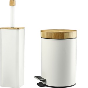 Badeimer Und Kloburste Set Aus Bambus Holz Wc Garnitur Burste Kosmetikeimer Ebay