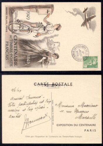 FRANCE 1949 STAMP CENTANARY PC USED - Picture 1 of 1