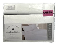 6 pc Queen Embossed Sheet Set Wendy Bellissimo Hotel Collection White
