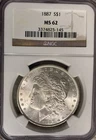 1887-P MORGAN SILVER DOLLAR NGC MS-62